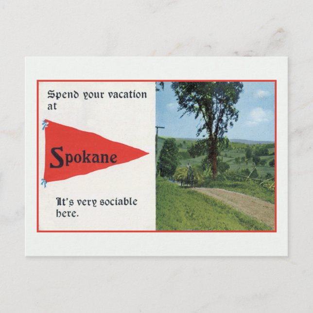 Postal Vintage Pase sus vacaciones en Spokane WA (Anverso)