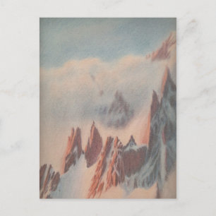 Postal Vintage pastel dibujar el paisaje de los glaciares