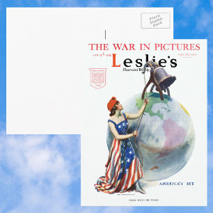 Postal Vintage Patriotic Lady Liberty Magazine Cover Art