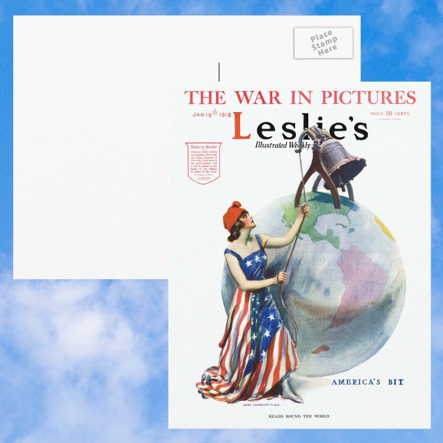 Postal Vintage Patriotic Lady Liberty Magazine Cover Art (Subido por el creador)