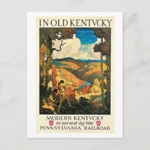 Postal Vintage Pennsylvania RR, anuncio de viaje de Kentu