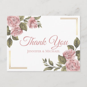 Postal Vintage Peony Elegant Wedding Gracias