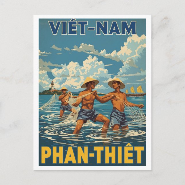 Postal Vintage Phan Thiết Fishermen (Anverso)