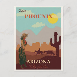 Postal Vintage Phoenix Arizona Desert Cowgirl