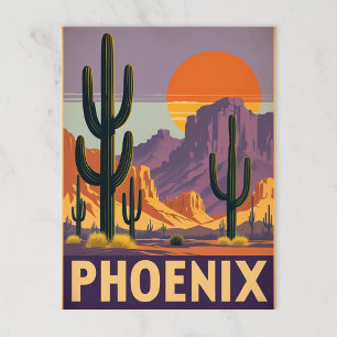 Postal Vintage Phoenix Desert Sunset