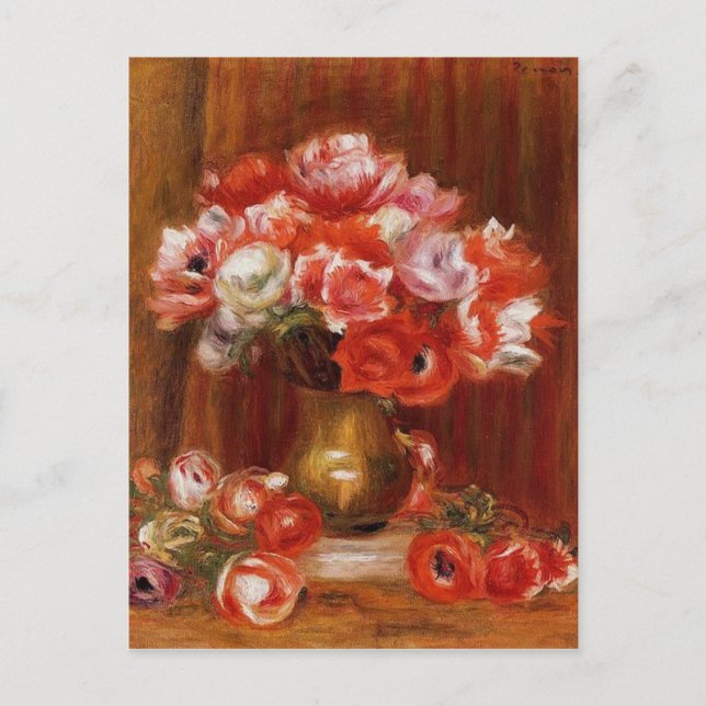 Postal Vintage Pierre-Auguste Renoir Anemones (Anverso)