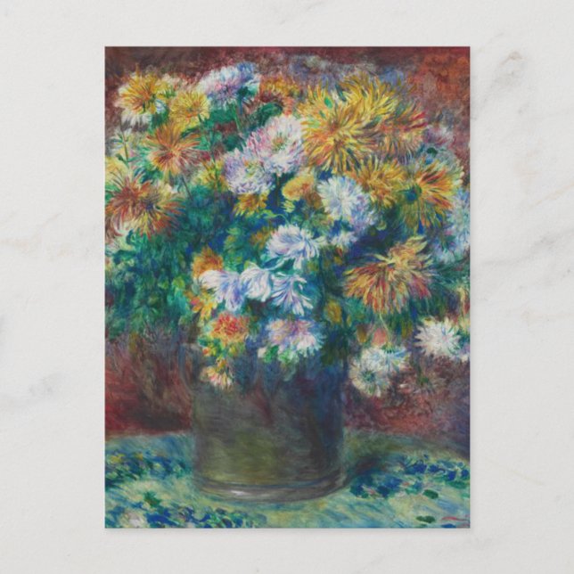 Postal Vintage Pierre-Auguste Renoir Chrysanthemums (Anverso)
