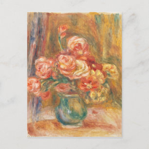 Postal Vintage Pierre Auguste Renoir Vase de Rosas