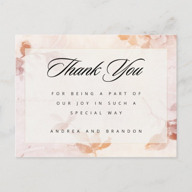 Postal Vintage Pink Floral Gracias (Anverso)
