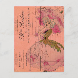 Postal Vintage Pink Flower Fairy
