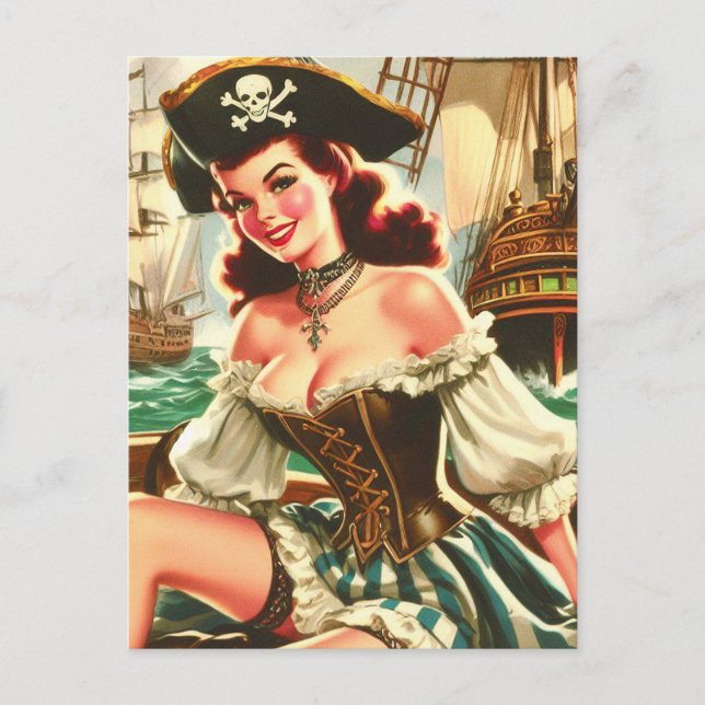 Postal Vintage Pirate Pin Up (Anverso)