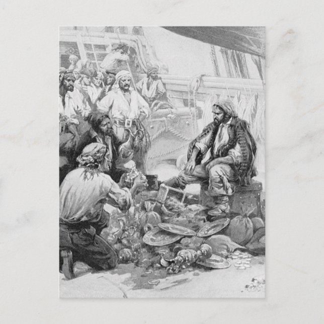 Postal Vintage Pirates Counting their Treasures and Loot (Anverso)