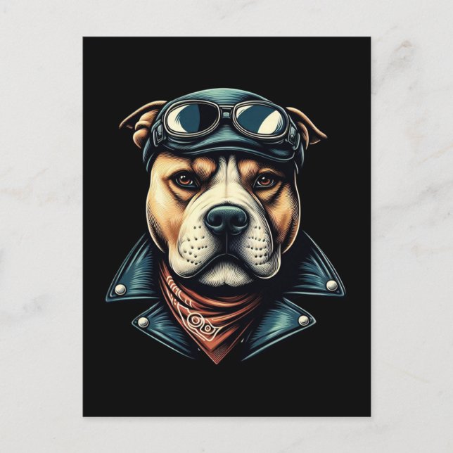 Postal Vintage Pitbull Biker (Anverso)