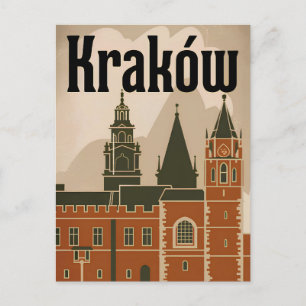 Postal Vintage polaco de Cracovia