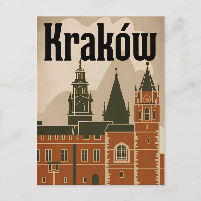 Postal Vintage polaco de Cracovia (Anverso)