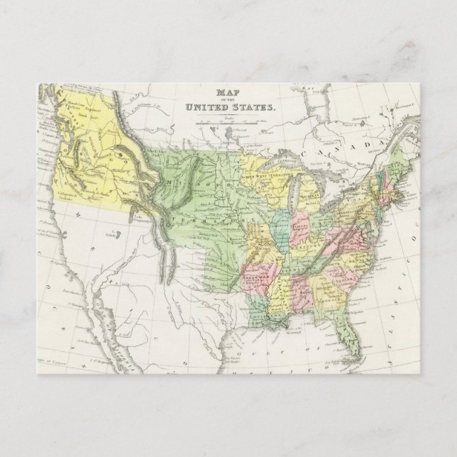Postal Vintage Political of the United States Map (1833) (Anverso)