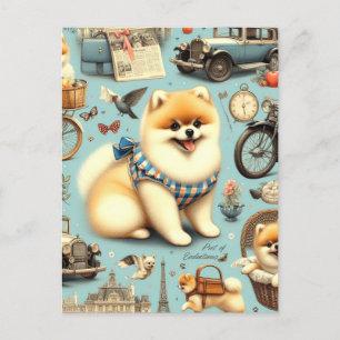 Postal Vintage Pomeranian Seamless Ilustracion