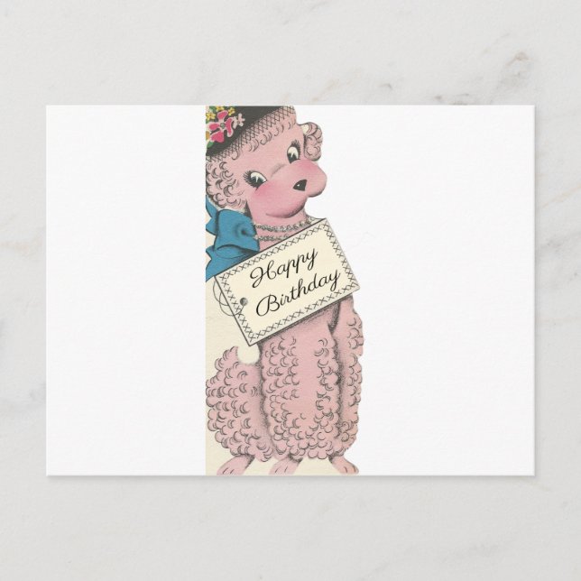 Postal Vintage Poodle Happy Birday (Anverso)