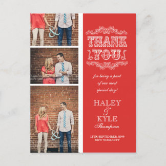 Postal VINTAGE Poppy Red Photo Boda Gracias Postcard