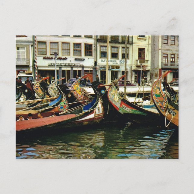 Postal Vintage Portugal, Aveiro, barcos tradicionales, (Anverso)