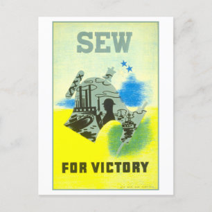 Postal Vintage Poster de WPA Sew por la victoria