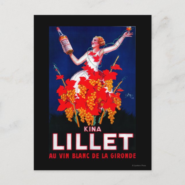 Postal Vintage PosterEurope de Lillet de las kinas (Anverso)