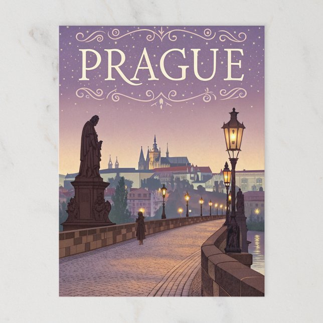 Postal Vintage Prague Charles Bridge Sunset (Subido por el creador)