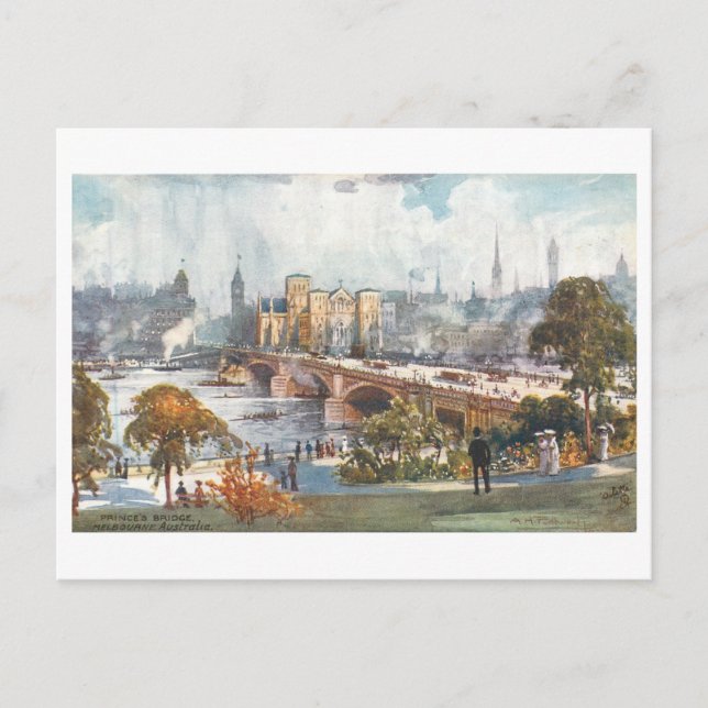 Postal Vintage Prince's Bridge, Melbourne, Australia (Anverso)