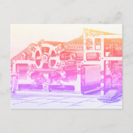 Postal Vintage Printing Press Rainbow Postcard