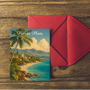 Postal Vintage Puerto Plata República Dominicana Tropical