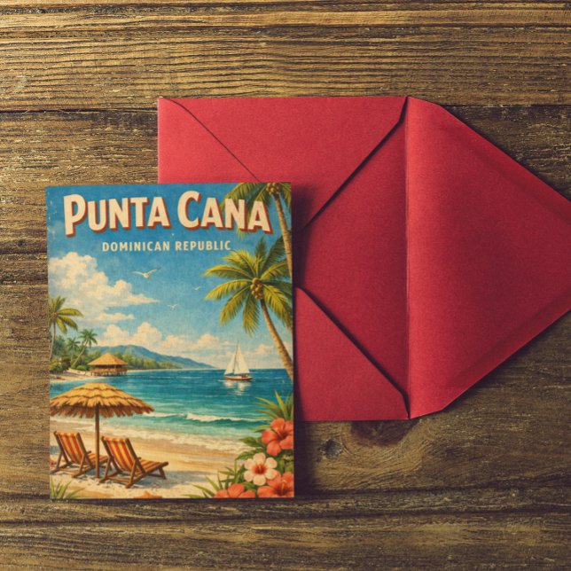 Postal Vintage Punta Cana República Dominicana Rústico  (Vintage Punta Cana Dominican Republic Rustic Postcard)
