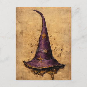 Postal Vintage Purple and Gold Witch Gorra