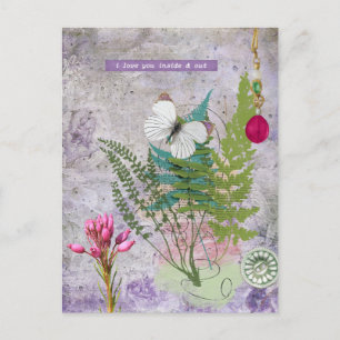 Postal Vintage Purple garden 