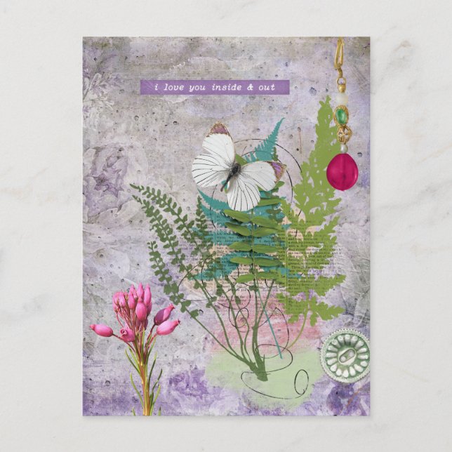 Postal Vintage Purple garden (Anverso)