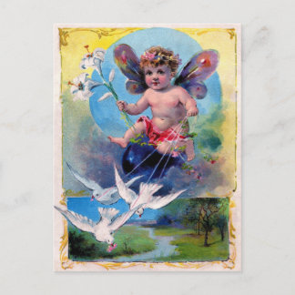 Postal Vintage que hace publicidad de Litho - querube y