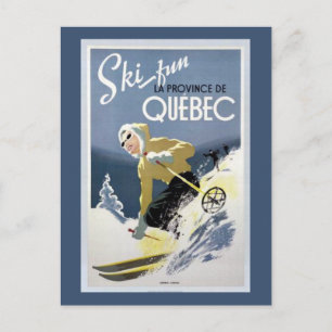 Postal Vintage Quebec, esquí de Canadá