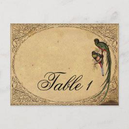 Postal Vintage Quetzal Bird Elegante Número de Mesa