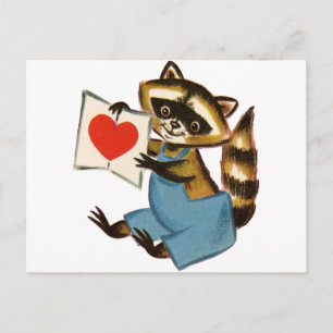 Postal Vintage Raccoon Love
