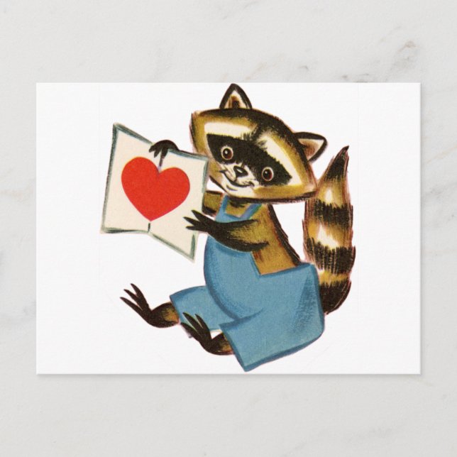 Postal Vintage Raccoon Love (Anverso)