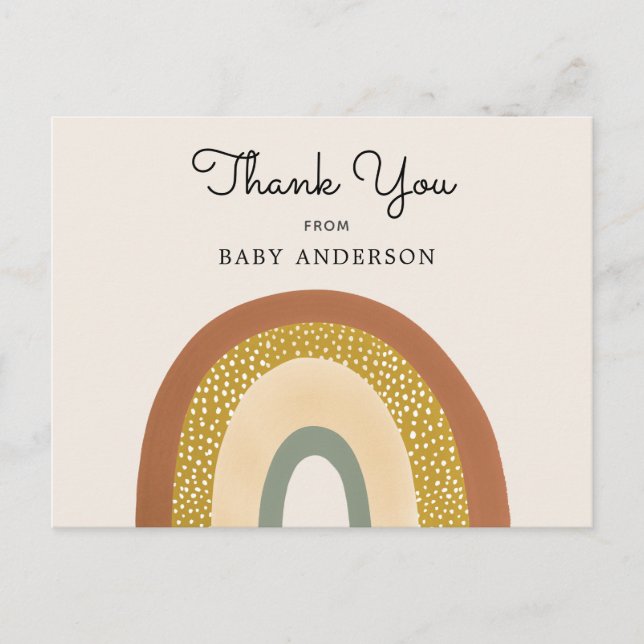 Postal Vintage Rainbow Baby Shower Gracias Postcard (Anverso)