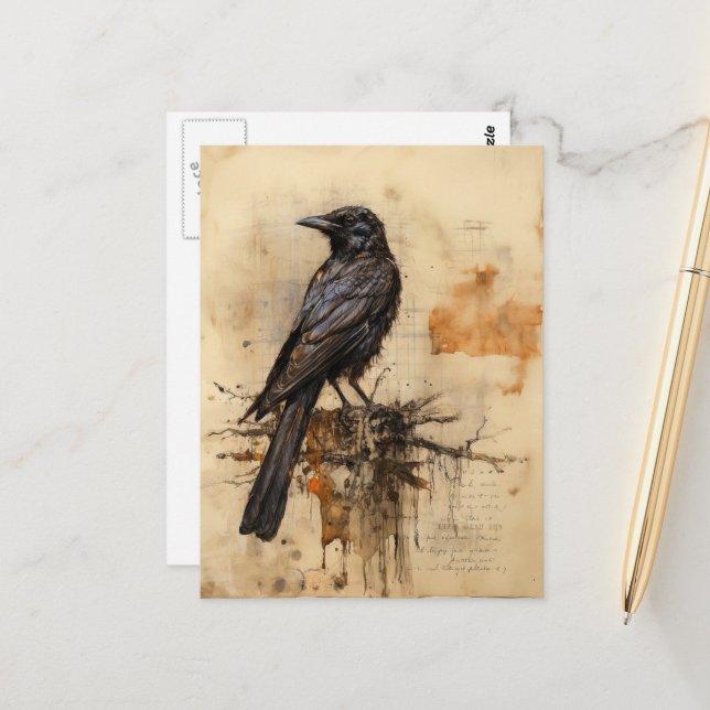 Postal Vintage Raven (Anverso/Reverso In Situ)