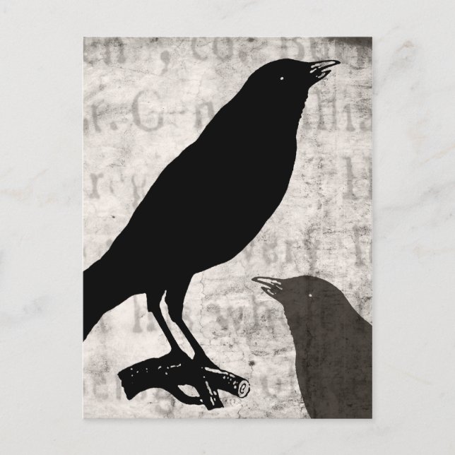 Postal Vintage Raven Collage Gótico Crow (Anverso)