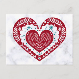 Postal Vintage Red Floral Heart Love