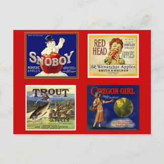 Postal Vintage Red NW Fruit publicidad crema de manzanas 