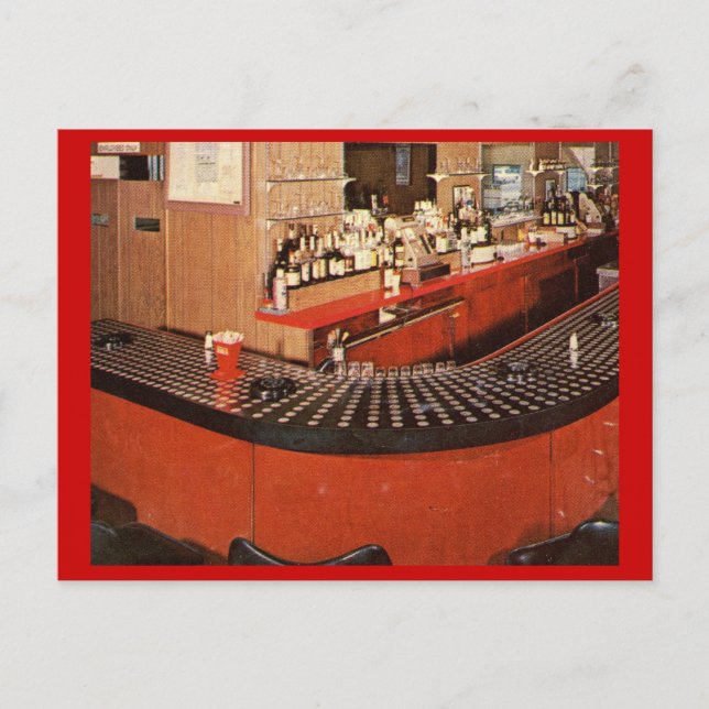Postal Vintage Red Retro Bar (Anverso)
