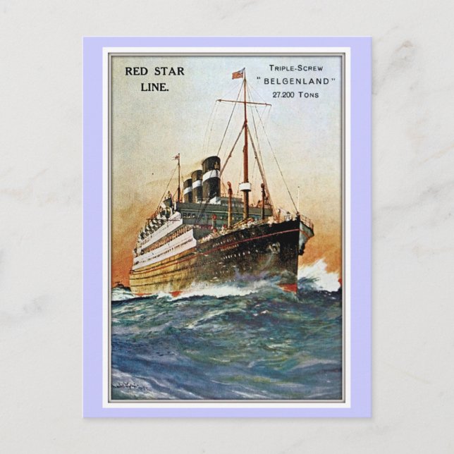 Postal Vintage Red Star Line Belgenland (Anverso)