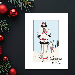 Postal Vintage Reina de la Nieve Navidad