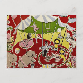 Postal Vintage Retro Circus Animals Ring Theme Postcard