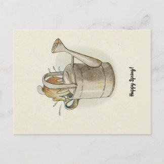 Postal Vintage Retro Feliz Primavera Semana Santa Conejo