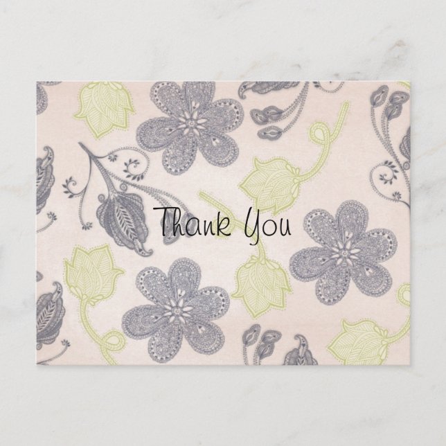 Postal Vintage Retro Floral Paisley Personalizado Gracias (Anverso)
